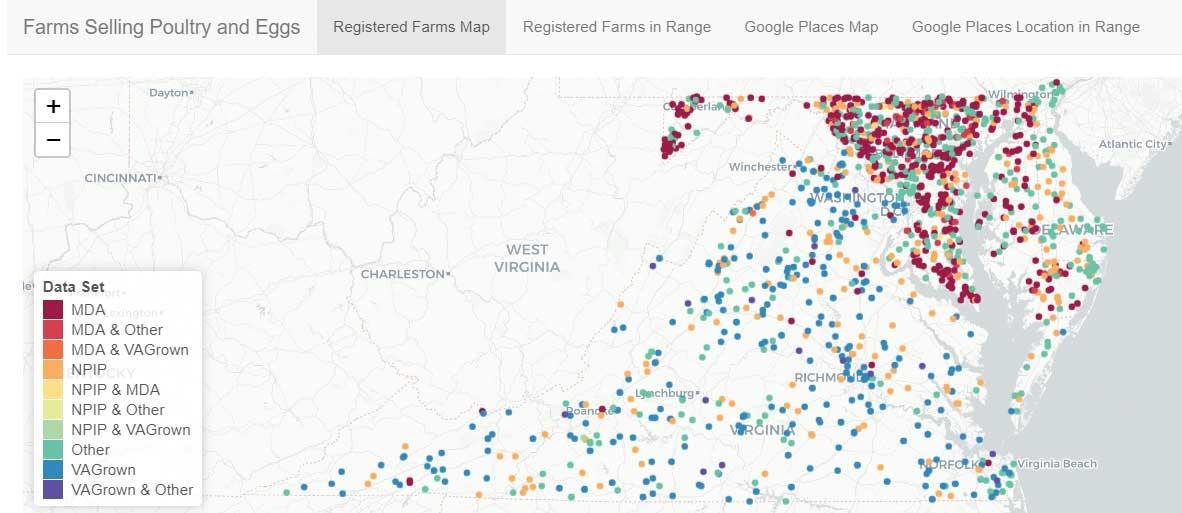 DelMarVa registered farms map